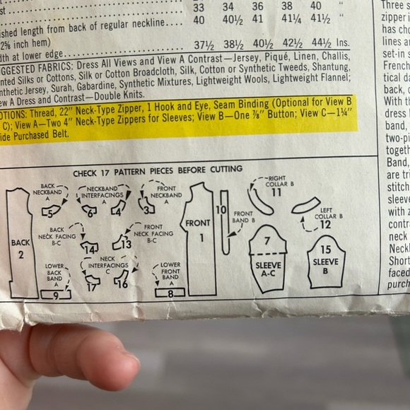 5/$25 Women's Dress Pattern McCall 8875 sew pattern kit 1967 🪡 - Picture 5 of 6